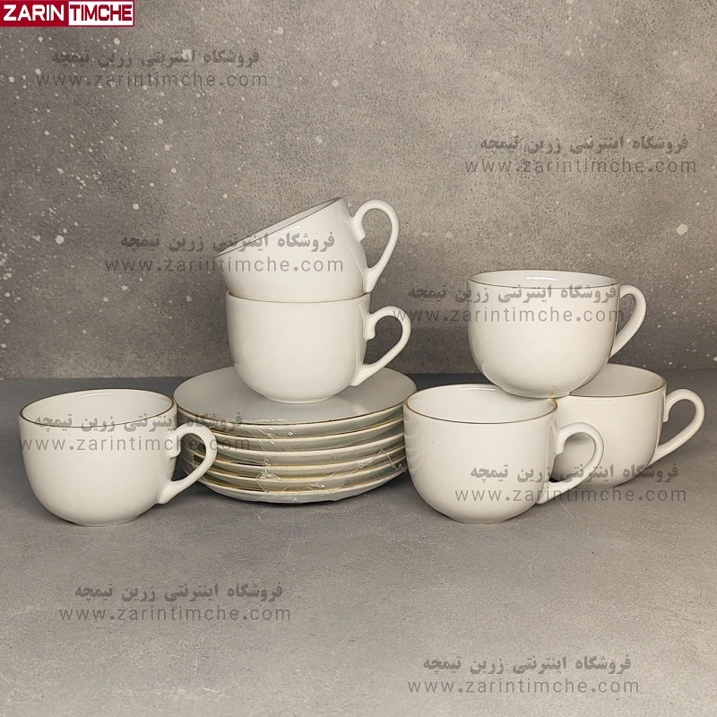 فنجان و نعلبکی چایخوری چینی زرین مدل زرین لب طلا