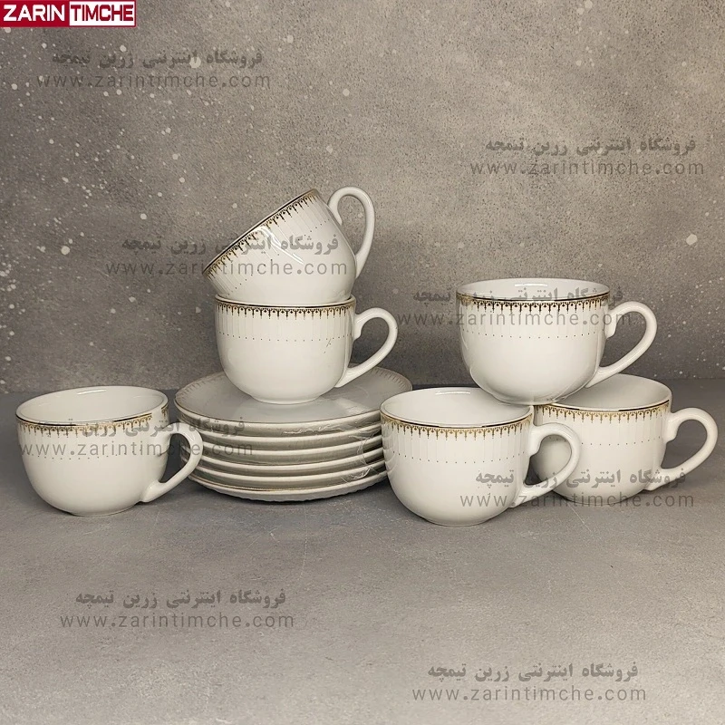فنجان و نعلبکی چایخوری چینی زرین مدل سپیدار