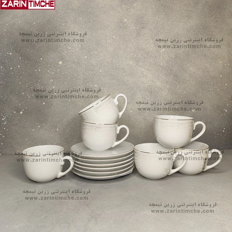 فنجان و نعلبکی چایخوری چینی زرین مدل سیلوان