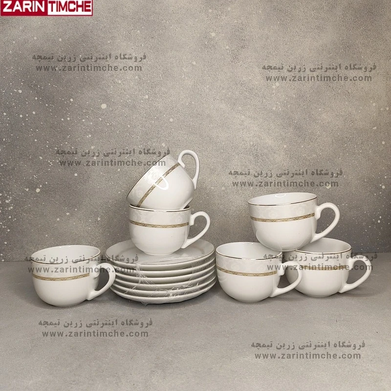 فنجان و نعلبکی چایخوری چینی زرین مدل هدیه طلایی