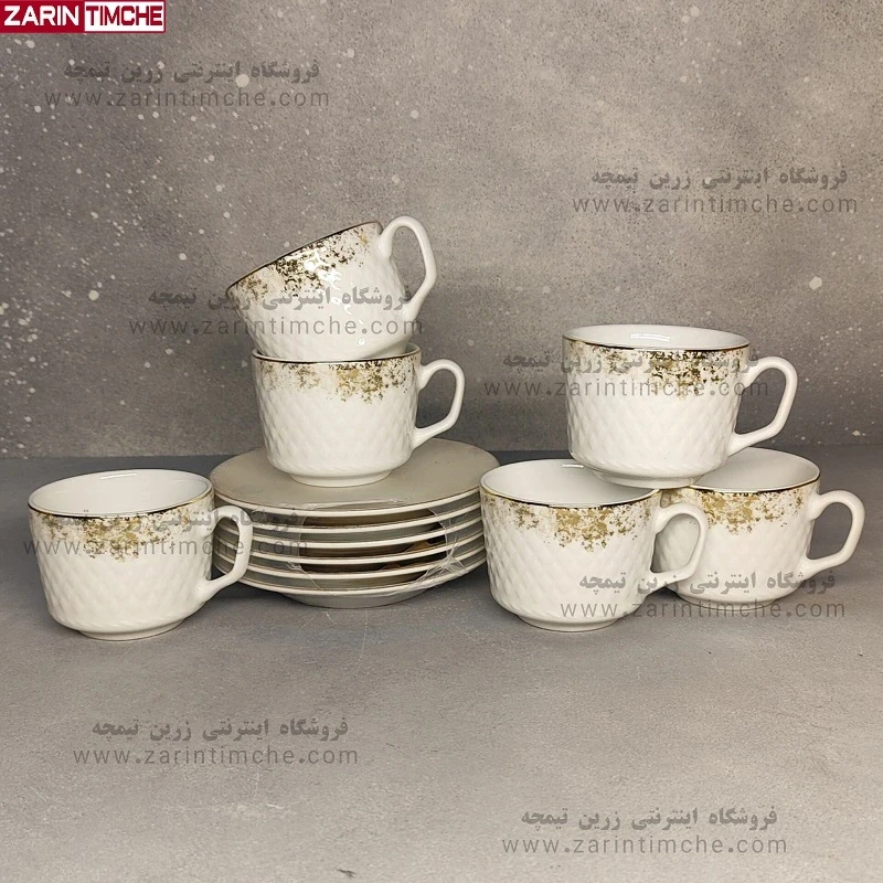 فنجان و نعلبکی چایخوری چینی زرین مدل کلودیا