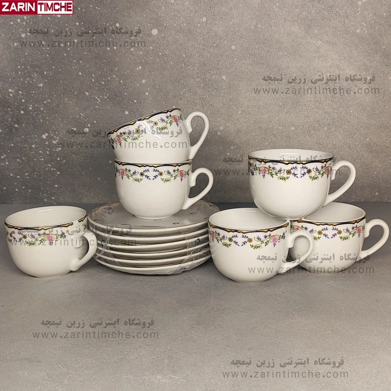 فنجان و نعلبکی چایخوری چینی زرین مدل گلستان
