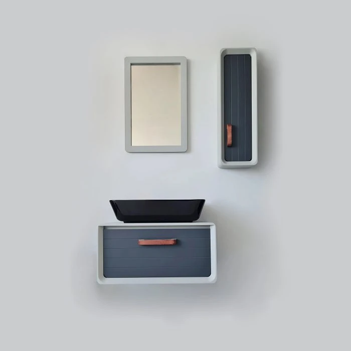 فول ست روشویی کابینتی مدل B-101 رنگ زیمنس-آنتراسیت