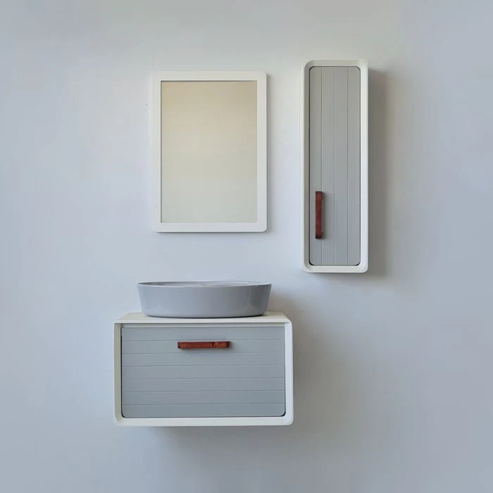 فول ست روشویی کابینتی مدل B-105 – رنگ سفید/زیمنس با سنگ زیمنس