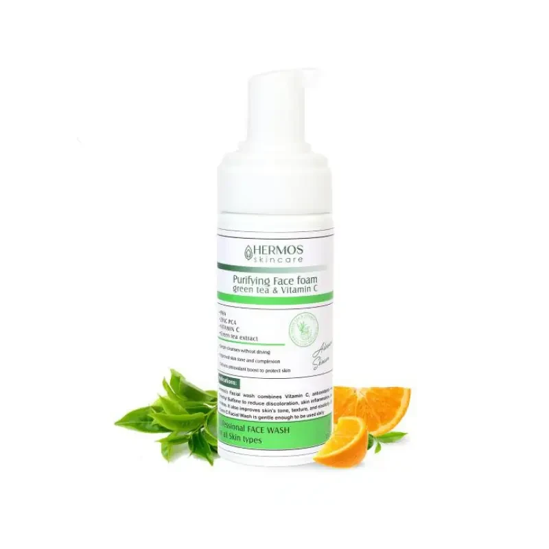 فوم پاک کننده صورت چای سبز و ویتامین سی هرموس 150 میلی لیترPurifying Face foam green tea & Vitamin C