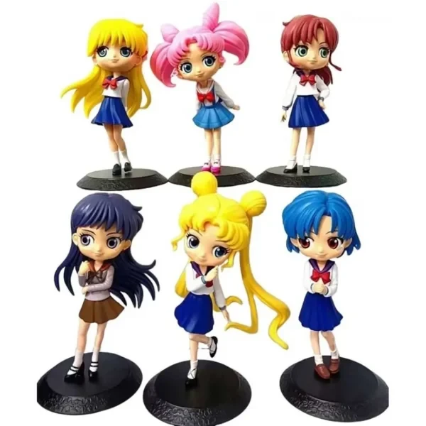 فیگور کیوپاسکت سیلور مون Sailor Moon طرح یونی‌فرم مدرسه مجموعه ۶ عددی
