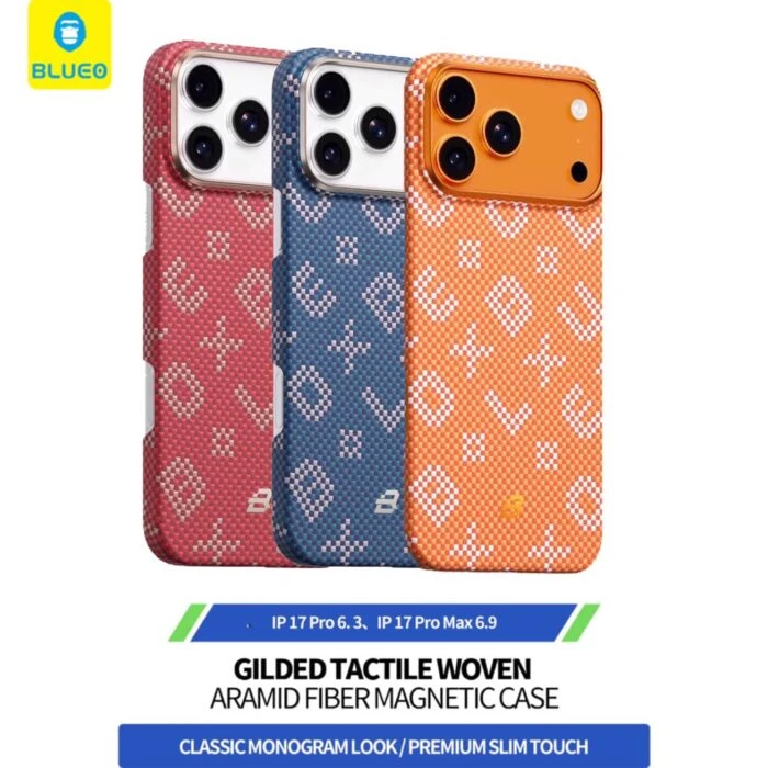 قاب BLUEO بلوو Gilded Tactile Woven Aramid Fiber Magnetic الیاف آرامیده بافته شده