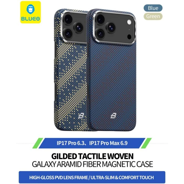 قاب BLUEO بلوو Gilded Tactile Woven Galaxy Aramid Fiber Magnetic الیاف آرامیده بافته شده