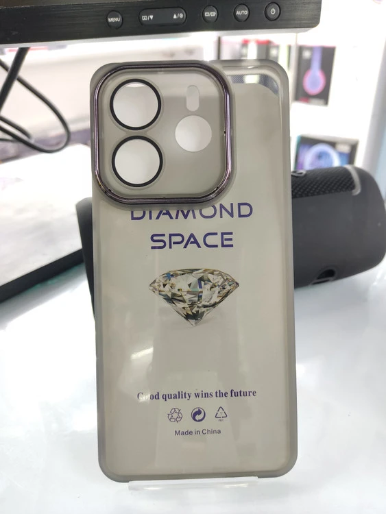 قاب Diamond Space ژله ای محافظ لنز گلس دار Xiaomi Redmi Note 14 4G - مشکی