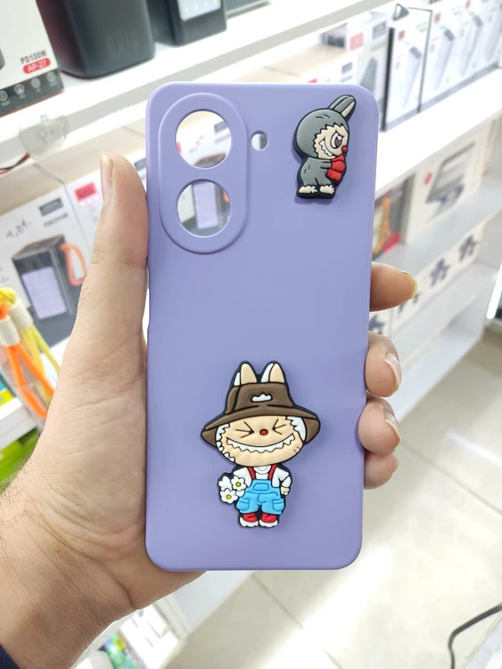 قاب Labubu برجسته محافظ لنزدار Xiaomi Redmi A5 / Poco C71 - یاسی - MPS
