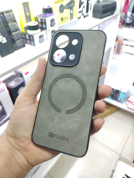 قاب Puloka جیر طرح مگ سیف محافظ لنزدار Xiaomi Redmi 15C / Poco C85 - طوسی
