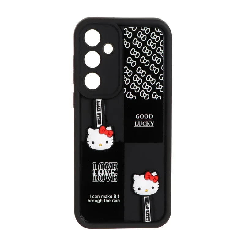 قاب Solid Case عروسکی Hello Kitty مدل Samsung Galaxy A55 - مشکی / کد:2092