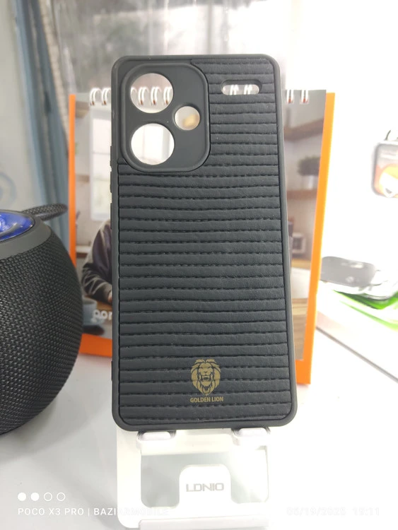 قاب golden lion شیار دار مشکی Redmi note 13 pro+ 5g