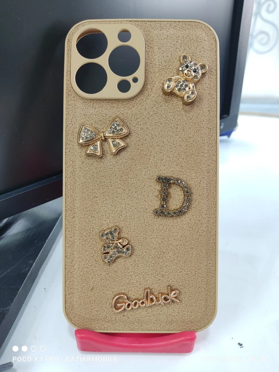 قاب good luck برجسته فانتزی jewelry مدل apple iphone 13 pro max صحرایی پکدار