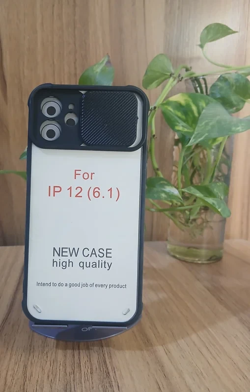 قاب آیفون پشت شفاف محافظ لنز دار مشکی iphone 12