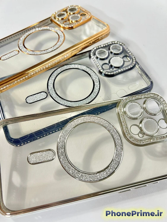 قاب آیفون ۱۳ پرو مکس مدل نگین‌دار مجلسی Luxury Diamond | محافظ لنزدار (نقد و اقساط)