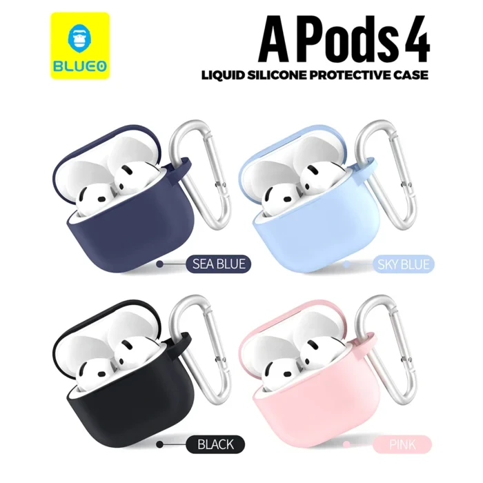 قاب ايرپاد BLUEO بلوو Liquid Silicone ايرپادز4 Airpods 4 همراه با آویز