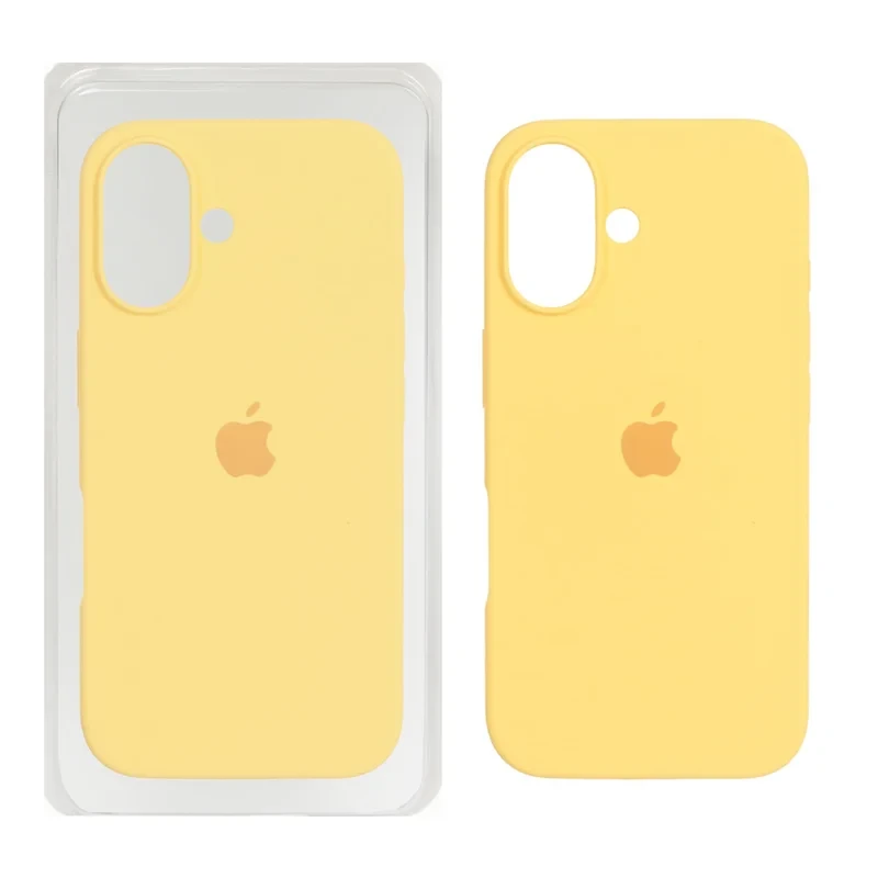 قاب سلیکون اورجینال پاک کنی زرد iPhone 16