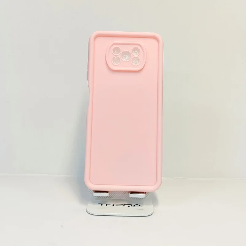 قاب سولید سیلیکونی صورتی محافظ لنزدار شیائومی پوکو x۳ / قاب xiaomi poco X ۳