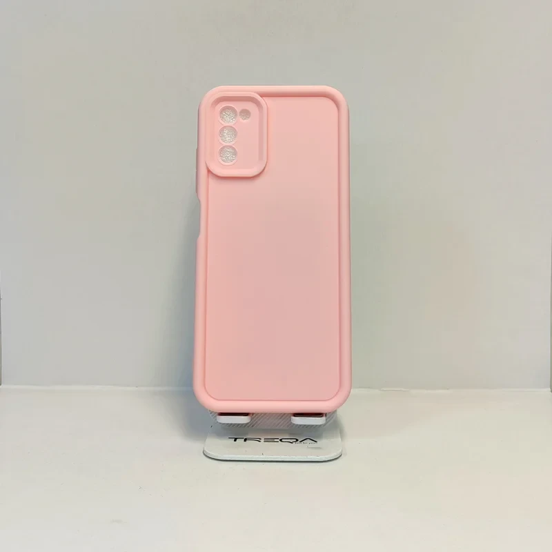 قاب سولید سیلیکونی محافظ لنزدار صورتی سامسونگ A۰۳s / قاب samsung A۰۳s