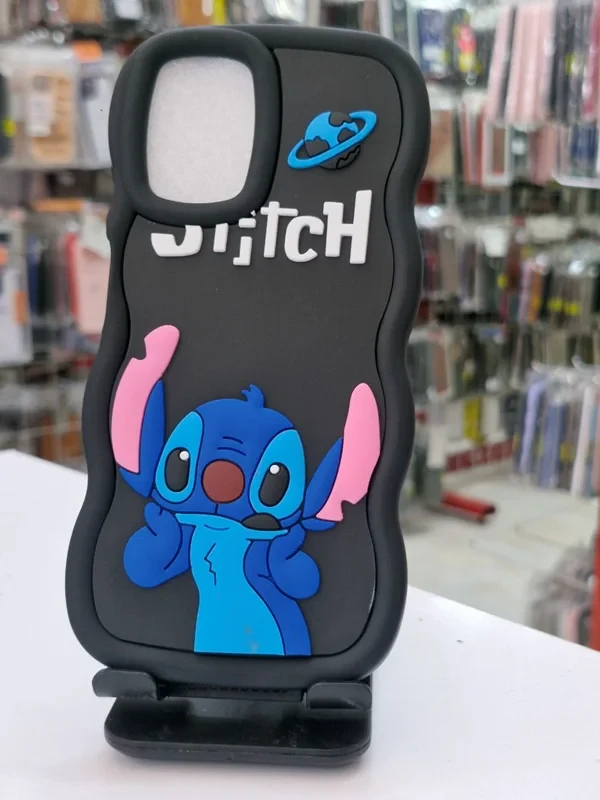 قاب سولید طرح عروسکی stitchمشکی xiaomi redmi note 10 4G
