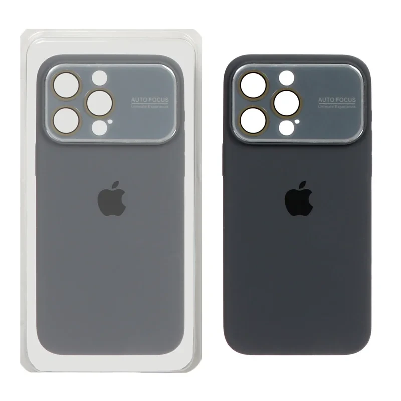 قاب سیلیکونی اورجینال Auto Focus محافظ لنز شیشه ای Apple iPhone 15 Pro Max - خاکستری