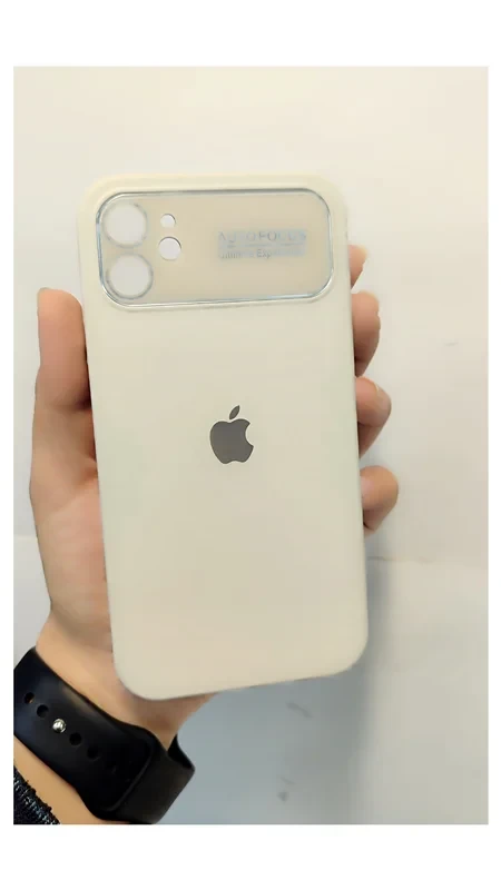 قاب سیلیکونی اورجینال Auto focus.محافظ لنز شیشه ایApple iphone ۱۱ کرم/کد:2618