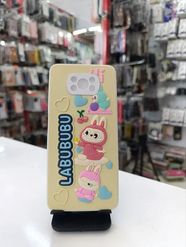 قاب طرح عروسکی labubu زرد xiaomi poco x3