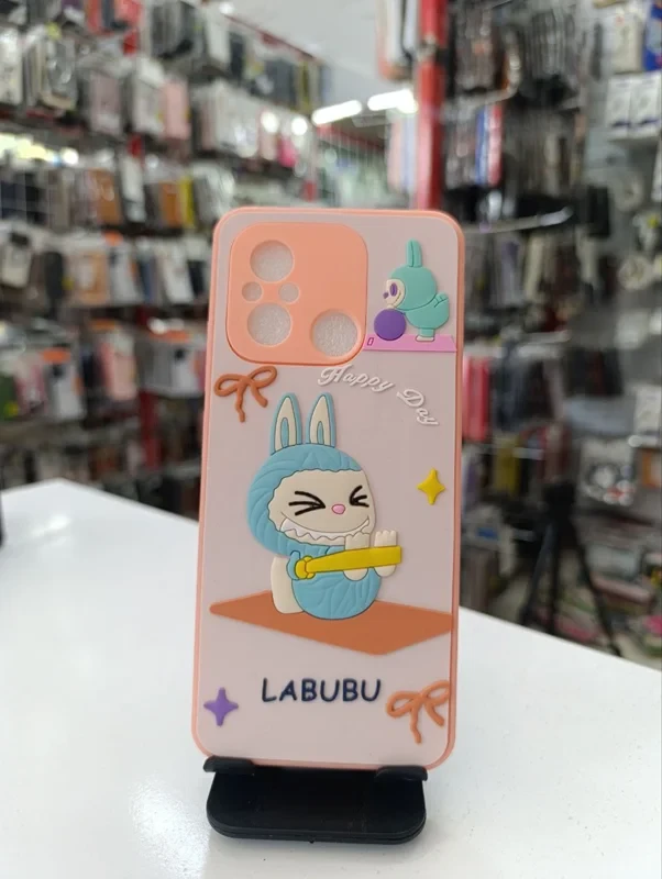 قاب طرح عروسکی labubu گلبهی xiaomi redmi 12 c