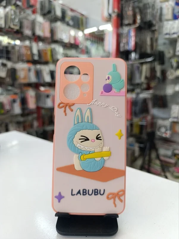 قاب طرح عروسکی labubu گلبهی xiaomi redmi note 12 4G
