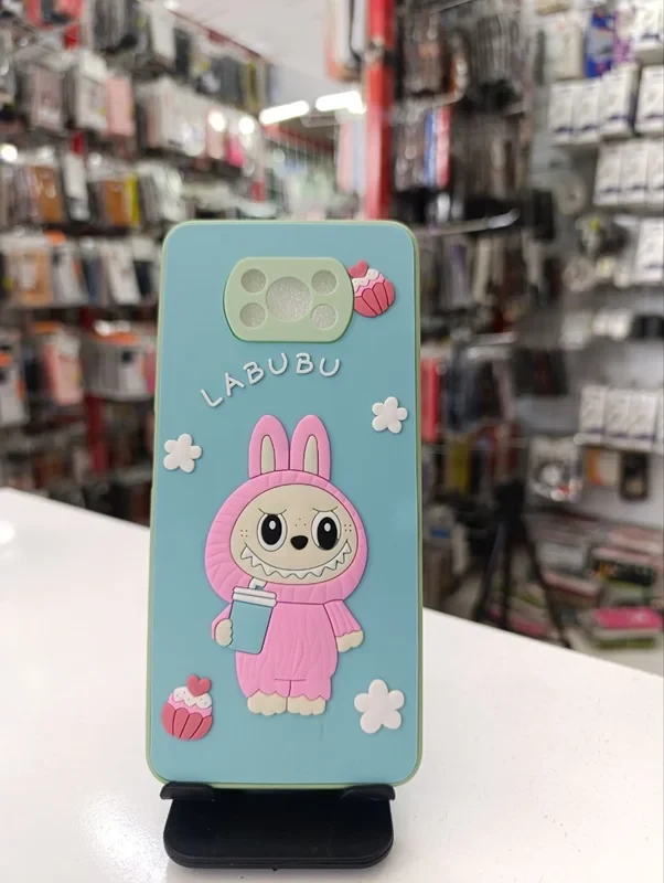 قاب طرح عروسکی labububu سبز آبی xiaomi poco x3