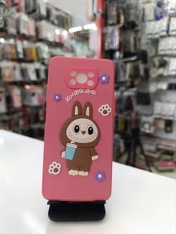 قاب طرح عروسکی labububu صورتی xiaomi poco x3