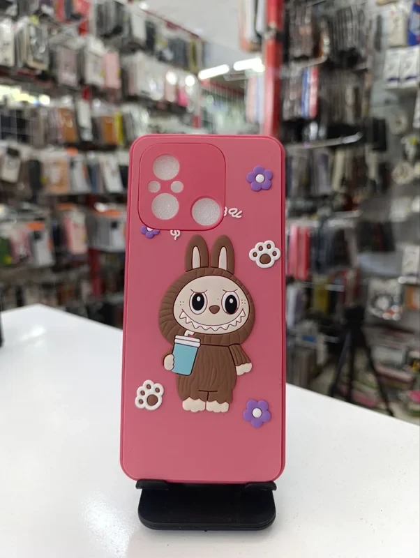 قاب طرح عروسکی labububu صورتی xiaomi redmi 12c