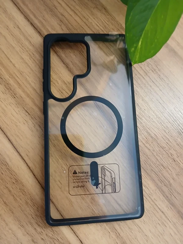 قاب طرح مگ سیف شفاف دور مشکی samsung s25 ultra