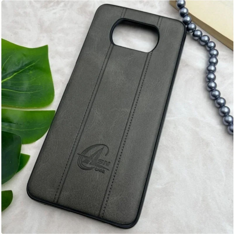قاب طرح چرم ASN CASE مدل شیائومی poco x۳pro /pocox۳NFC خاکستری /طوسی