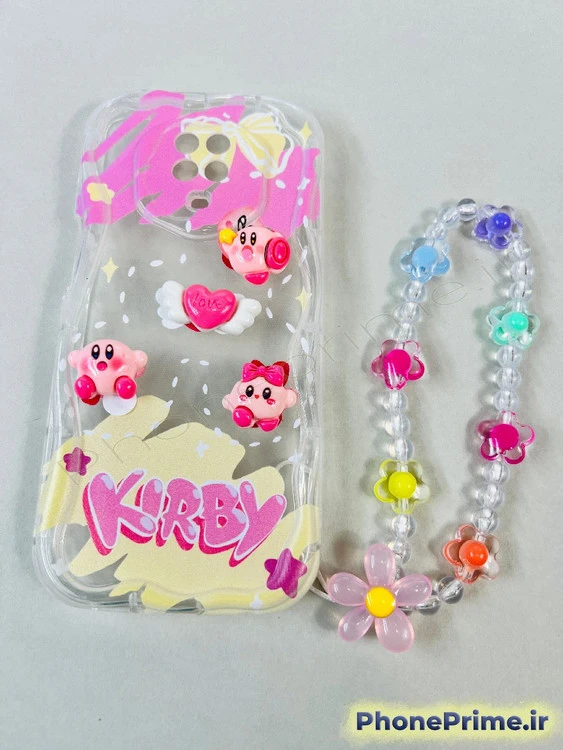 قاب عروسکی برجسته Kirby Redmi Note 9S | کاور فانتزی دخترانه آویزدار با طراحی خاص