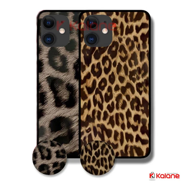 قاب فانتزی گوشی به همراه پاپ سوکت Apple iPhone 11 طرح پلنگی