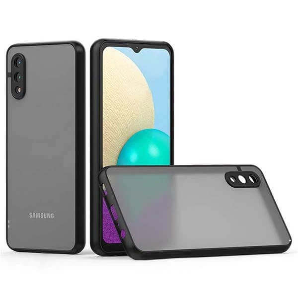 قاب محافظ مات با محافظ دوربین سامسونگ Matte Hybrid Case With Camera Protector for Samsung Galaxy A02