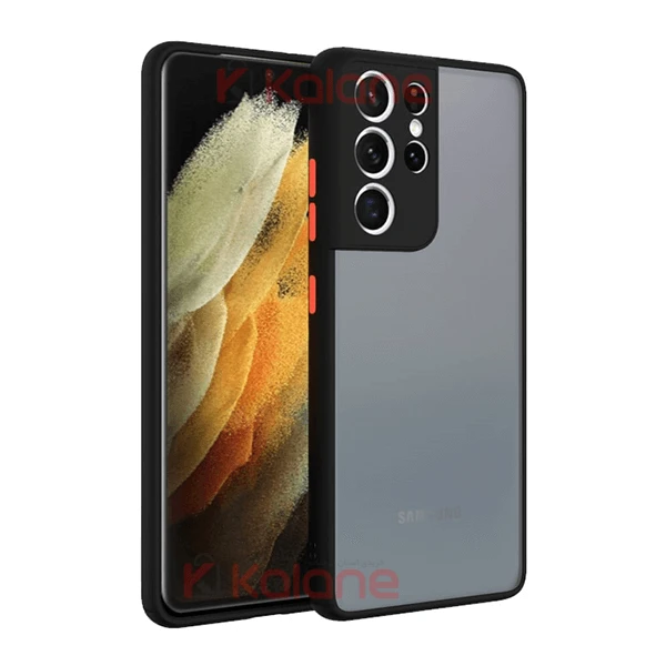قاب محافظ مات با محافظ دوربین سامسونگ Matte Hybrid Case With Camera Protector for Samsung Galaxy S21 Ultra