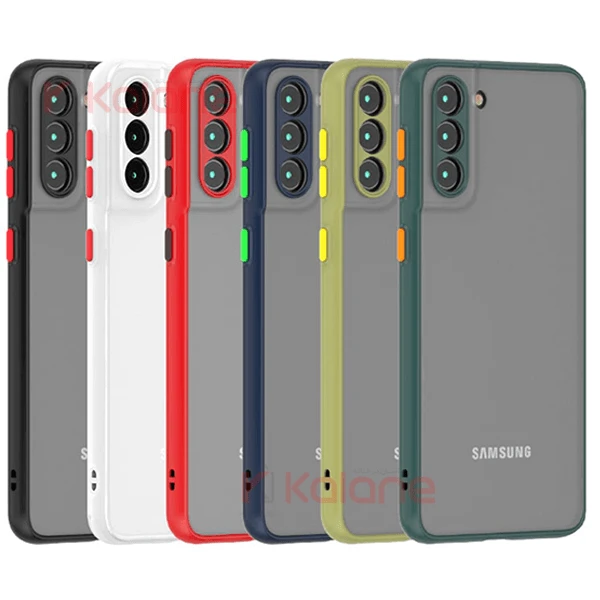 قاب محافظ مات با محافظ دوربین سامسونگ Matte Hybrid Case With Camera Protector for Samsung Galaxy S21