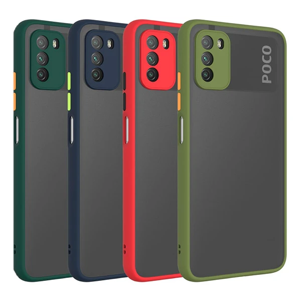 قاب محافظ مات با محافظ دوربین شیائومی Matte Hybrid Case With Camera Protector for Xiaomi Poco M3