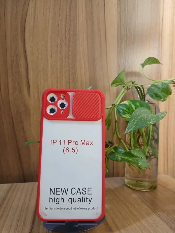 قاب پشت شفاف محافظ لنز دار قرمز iphone 11 pro max