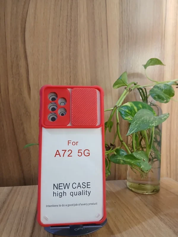 قاب پشت شفاف محافظ لنز دار قرمز samsung a72