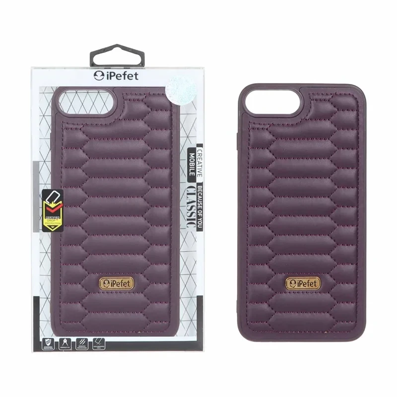 قاب چرم دوخت دار بنفش iPhone 7 plus/iPhone 8 plus