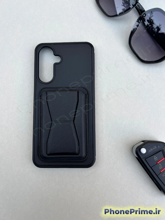 قاب چرمی جاکارتی‌دار (ولت‌دار) سامسونگ Galaxy A05s - مشکی استندشو