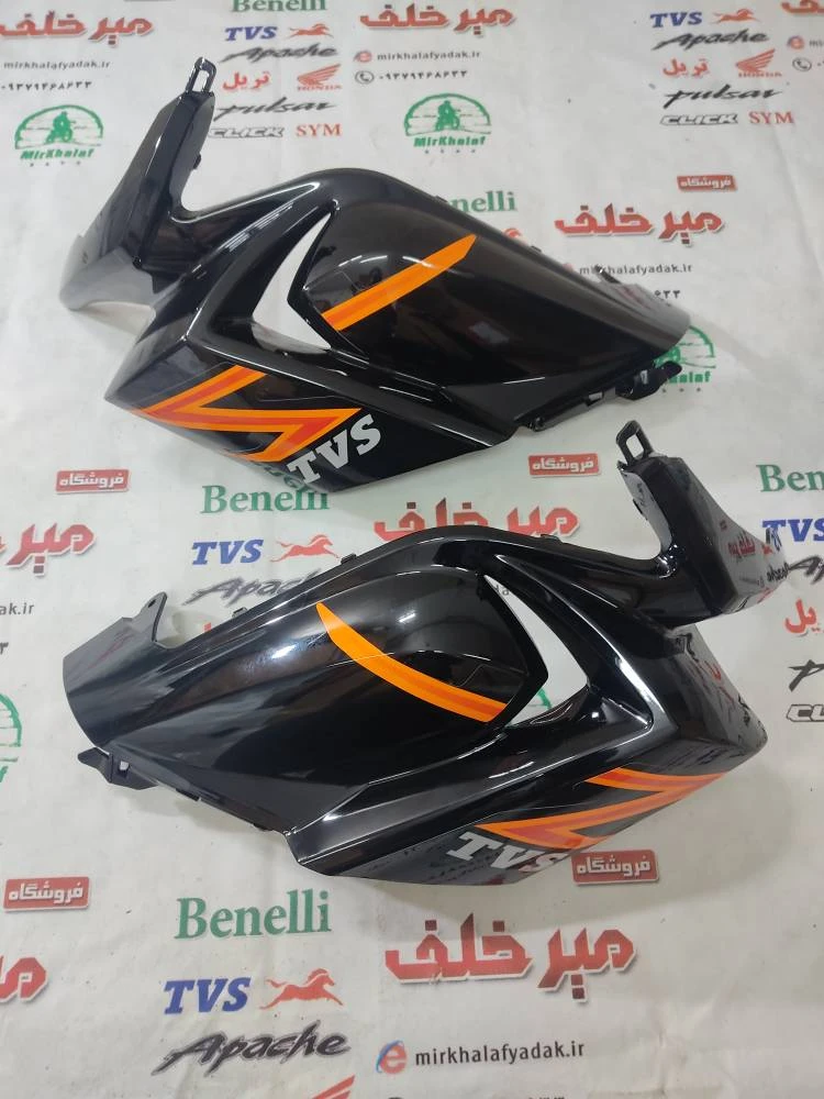 قاب (کاور فلاپ) بادگیر موتور tvs راکس جدید انژکتوری مشکی نارنجی اصلی (سمت راست)