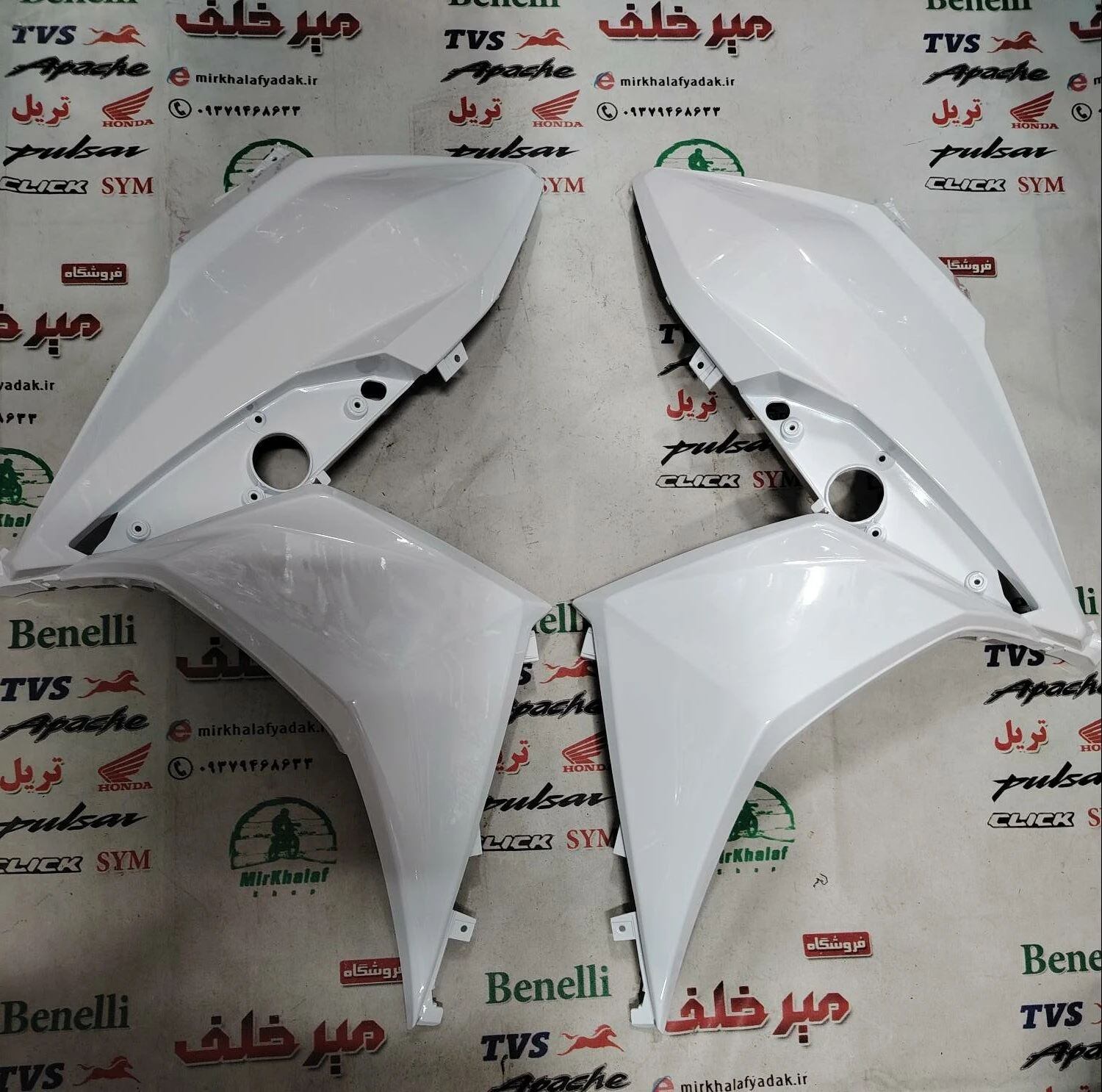 قاب (کاور فلاپ) بغل بلوری چراغ جلو موتور sym گالکسی j 200 جی سفید اصلی (جفتی)