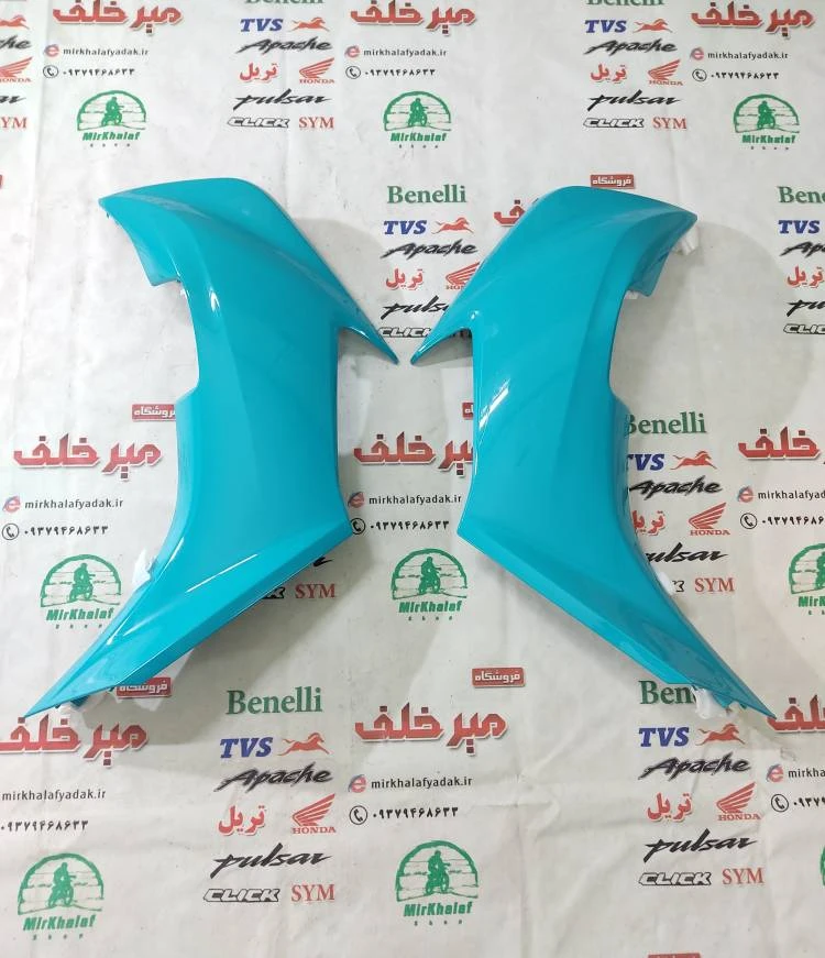 قاب (کاور فلاپ) بغل بلوری چراغ جلو موتور یاماها طرح ایروکس جدید نیوفیس nvx ابی فیروزه ای براق (سمت چپ)