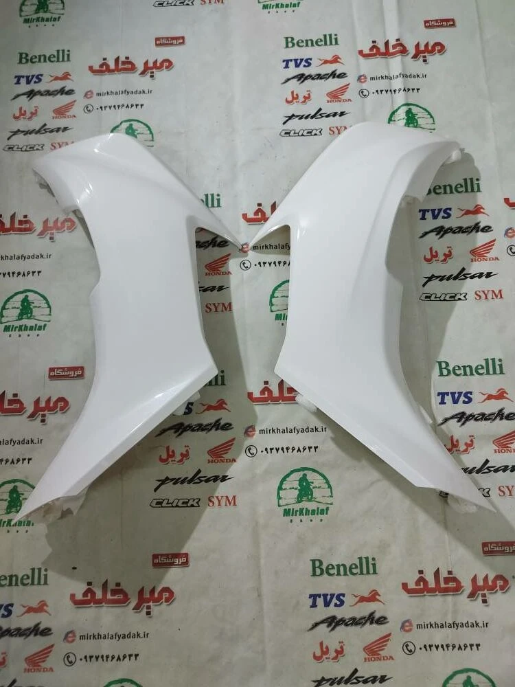 قاب (کاور فلاپ) بغل بلوری چراغ جلو موتور یاماها طرح ایروکس جدید نیوفیس nvx سفید براق (سمت چپ)