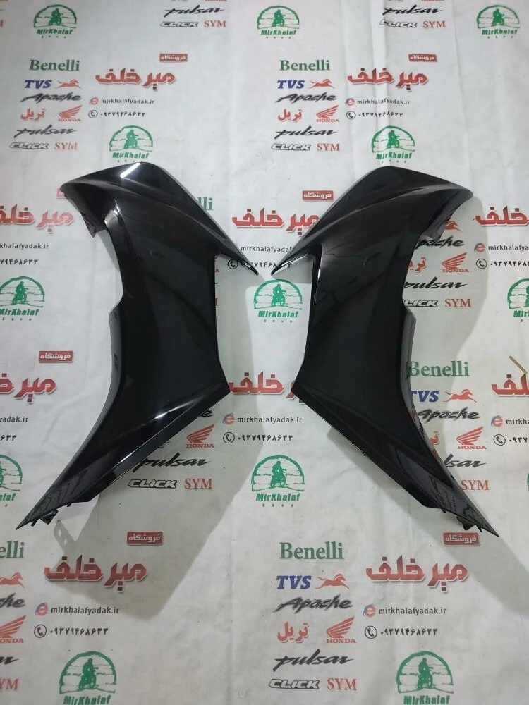 قاب (کاور فلاپ) بغل بلوری چراغ جلو موتور یاماها طرح ایروکس جدید نیوفیس nvx مشکی براق (سمت چپ)